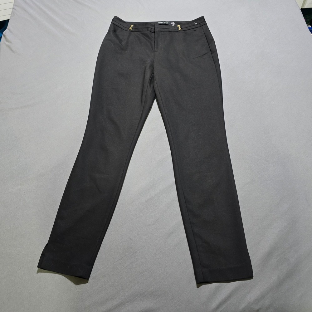 Ivanka Trump Dress Pants Womens 4 Black Gold Hardware Straight Leg Trousers